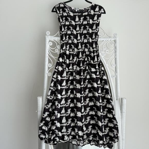 Alquema Dress 1 Small Smash Pocket Crinkle Pleated 3/4 Sleeve Artsy Abstract - Picture 7 of 14